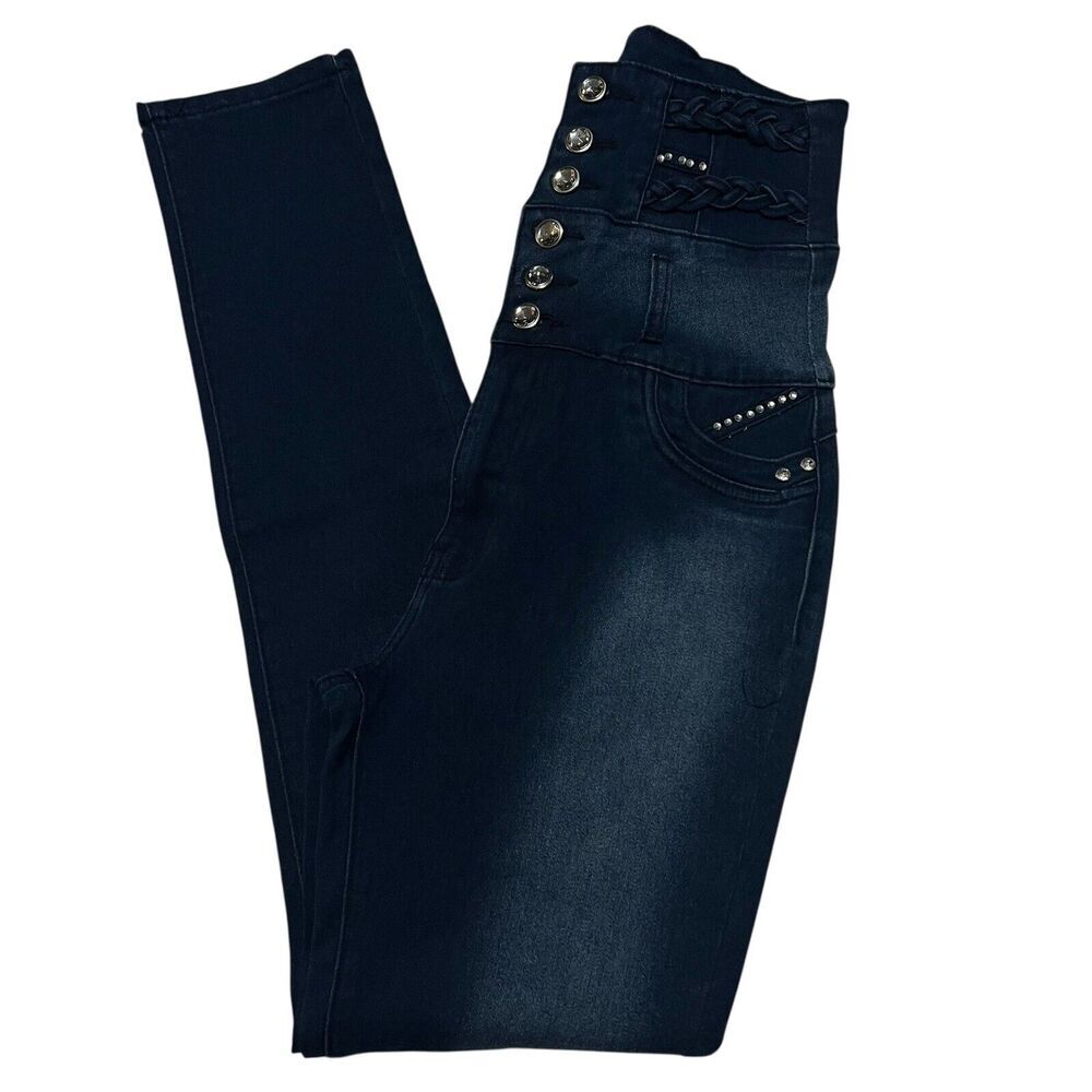 Danesi Jeans High Waist Butt Lifter Skinny Jeans Rhinestone Embellished Size 11 - Picture 13 of 15